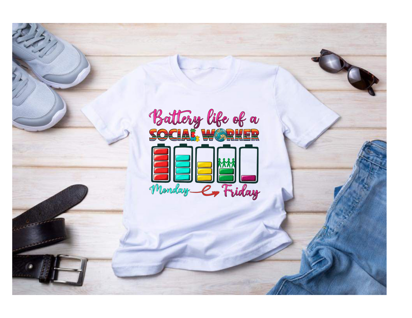 Battery Life Of A Social Worker Tee