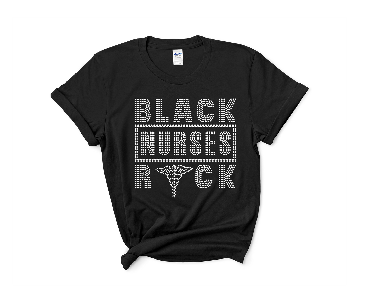 Black Nurses Rock Rhinestone Tee