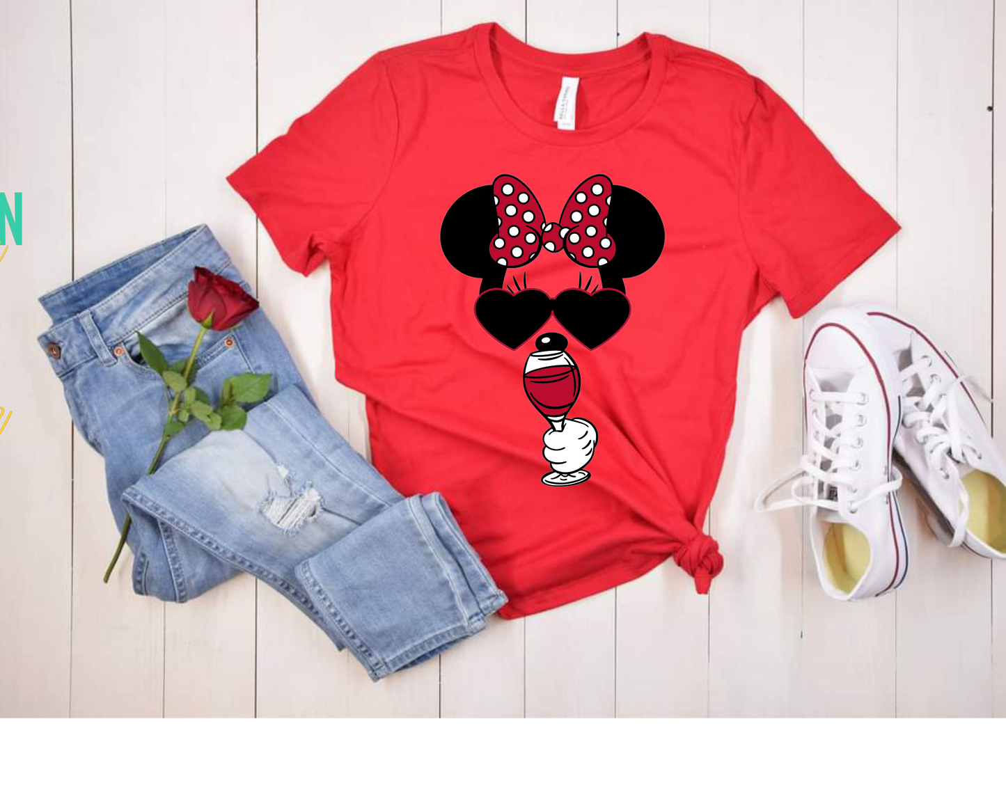 MINNIE DRINKING WINE TEE